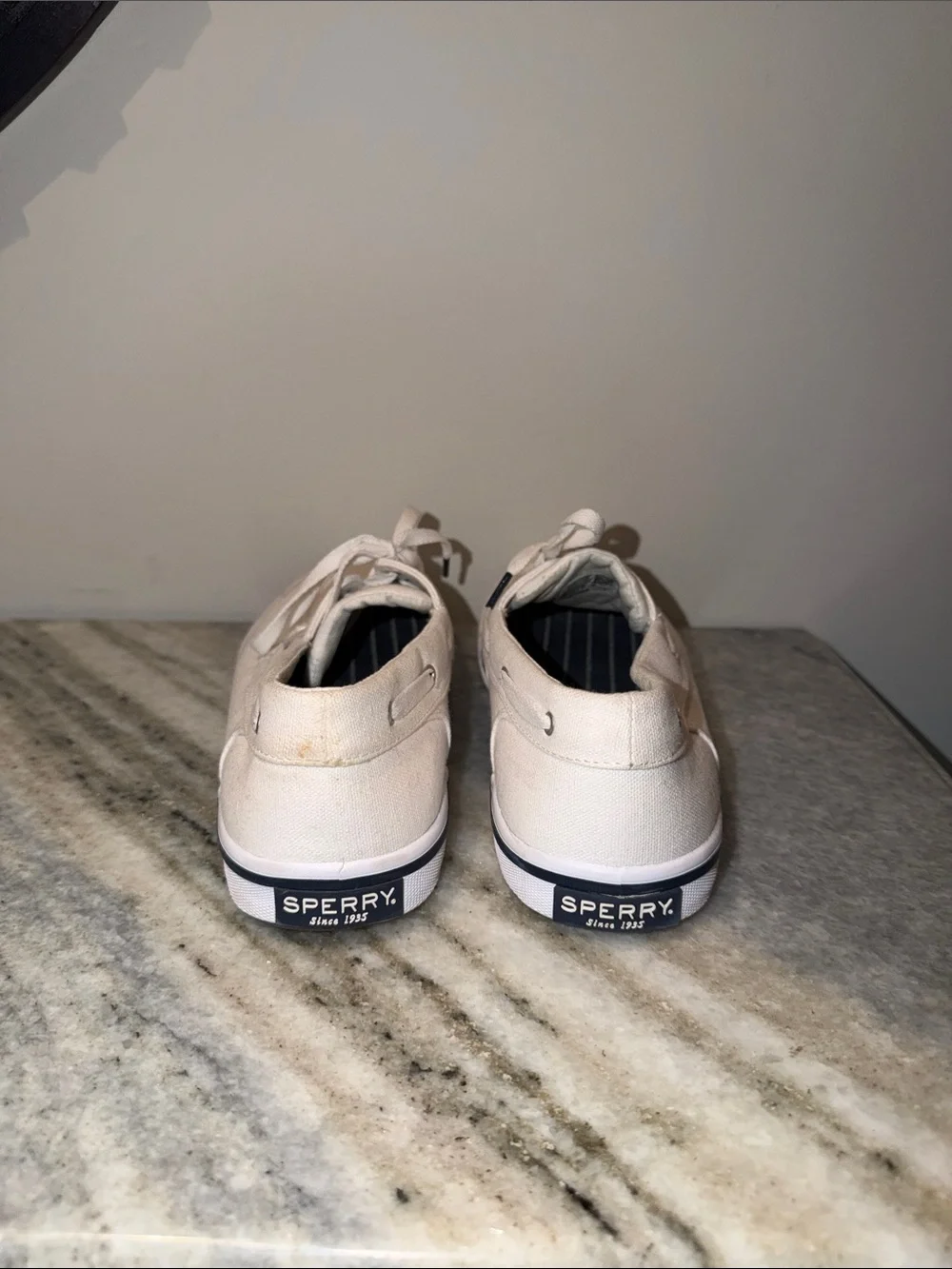 Sperry Men’s Off-White Canvas Two-Eye Boat Shoes